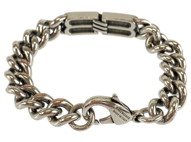 Bracciale Balenciaga Bb Icon Gourmette Misura M in Ottone Argento per Uomo - vista 2