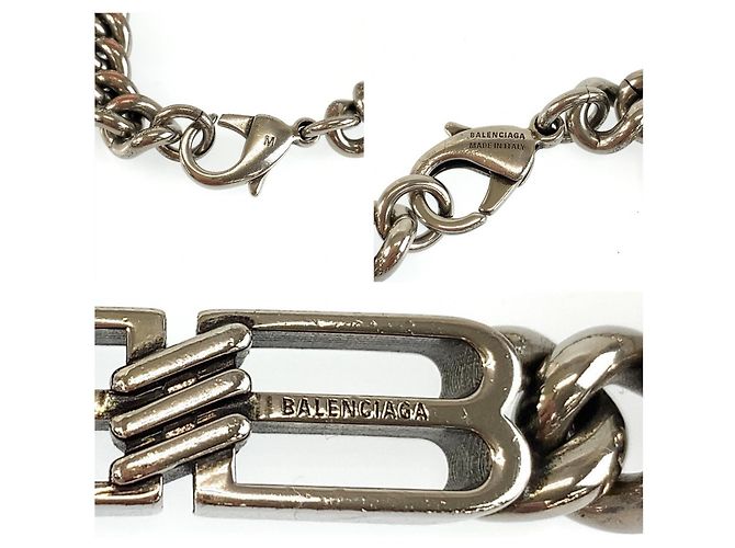 Bracciale Balenciaga Bb Icon Gourmette Misura M in Ottone Argento per Uomo - vista 6