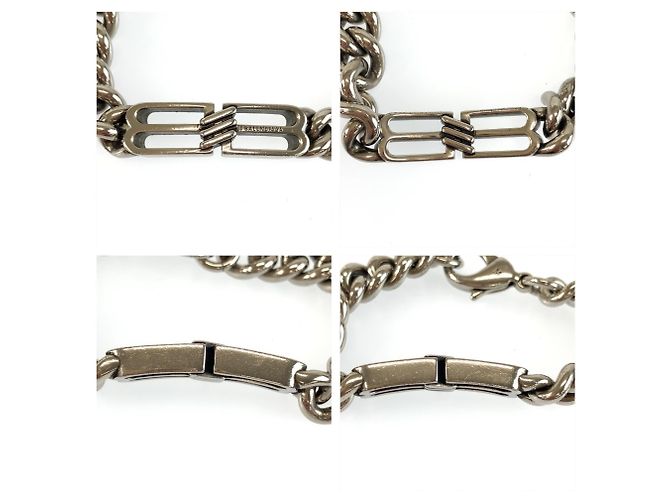 Bracciale Balenciaga Bb Icon Gourmette Misura M in Ottone Argento per Uomo - vista 7