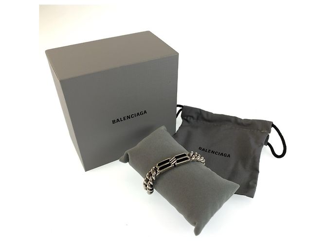 Bracciale Balenciaga Bb Icon Gourmette Misura M in Ottone Argento per Uomo - vista 9