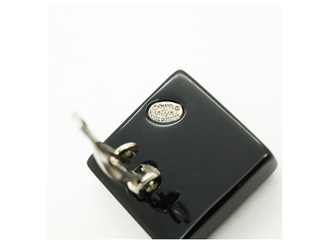 Chanel Black and Silver Clip-On Ohrringe Schwarz Silber - Ansicht 4