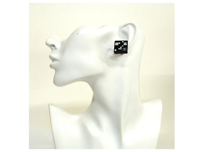 Chanel Black and Silver Clip-On Ohrringe Schwarz Silber - Ansicht 5