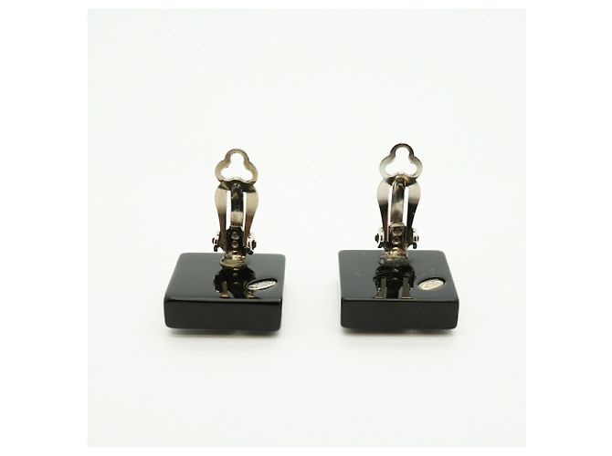 Chanel Black and Silver Clip-On Ohrringe Schwarz Silber - Ansicht 6