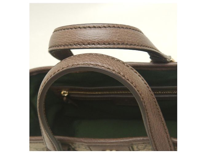 Mala Tote Gucci Small GG Supreme tela e couro bege - vista 10