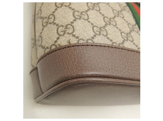 Mala Tote Gucci Small GG Supreme tela e couro bege - vista 12