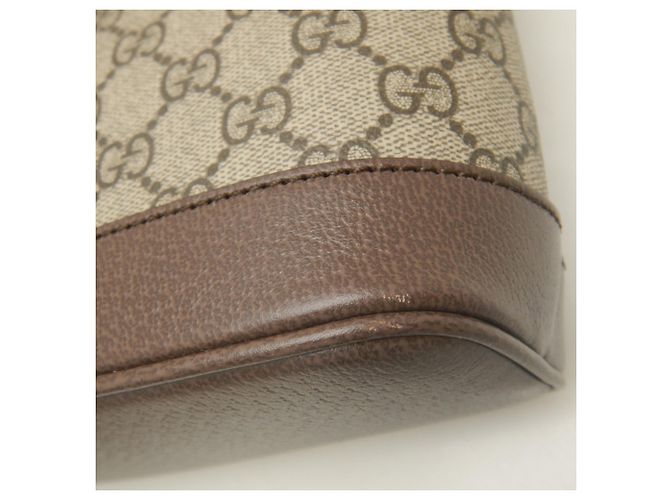 Mala Tote Gucci Small GG Supreme tela e couro bege - vista 13