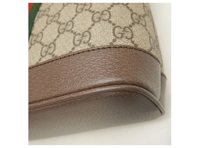 Mala Tote Gucci Small GG Supreme tela e couro bege - vista 15
