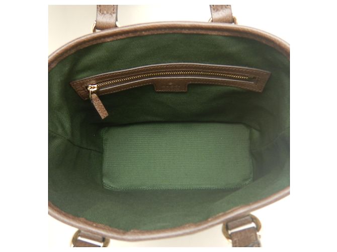 Mala Tote Gucci Small GG Supreme tela e couro bege - vista 5