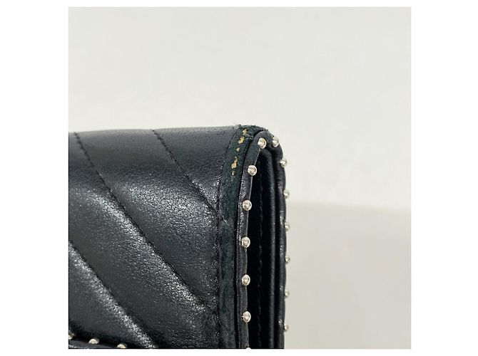 Chanel Tri-fold Portemonnaie aus schwarzem Lammleder - Ansicht 5