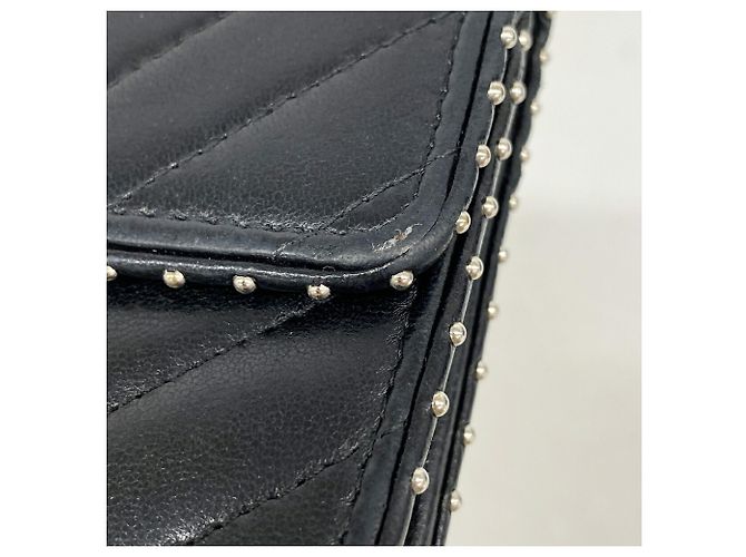 Chanel Tri-fold Portemonnaie aus schwarzem Lammleder - Ansicht 7