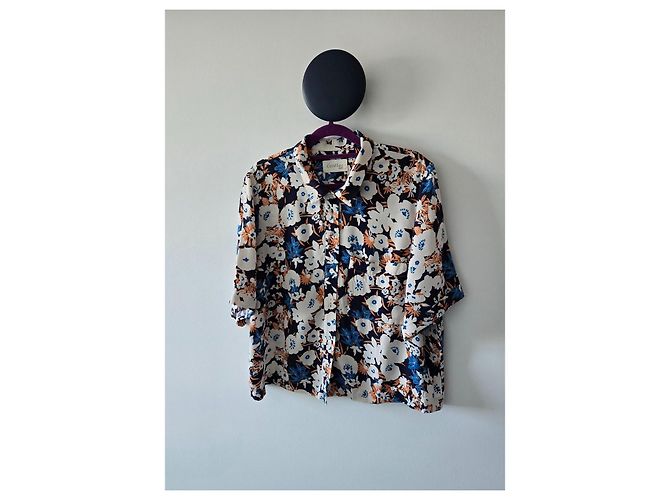 Blusa floral - Acoté Cotélac Branco Azul Multicor Laranja - vista 2