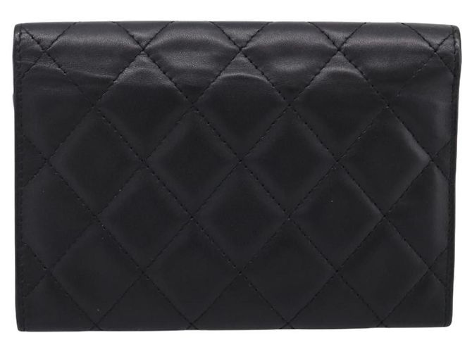 Tarjetero con solapa Chanel Cambon de piel de cordero acolchada Negro - vista 2