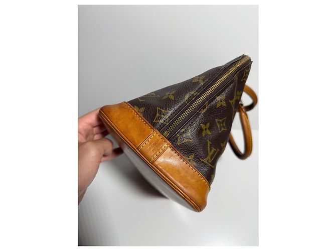 Sac Louis Vuitton Alma PM Monogram Couro Castanho Marrom Monograma - vista 5