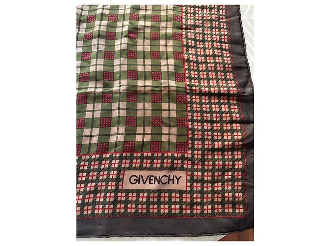 Givenchy Seidentuch mit Karomuster Braun Rot Beige Grün - Ansicht 2