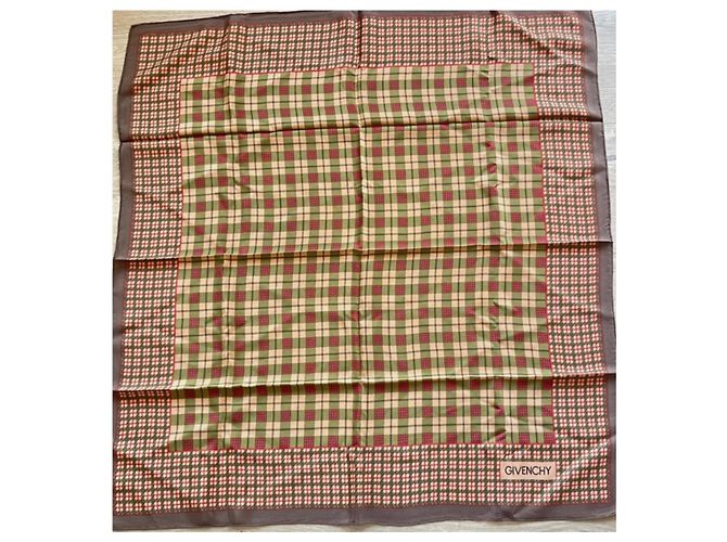 Givenchy Seidentuch mit Karomuster Braun Rot Beige Grün - Ansicht 5