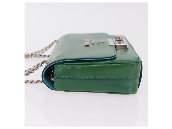 Prada Sound Chain Saffiano Leather Small Verde - vista 4