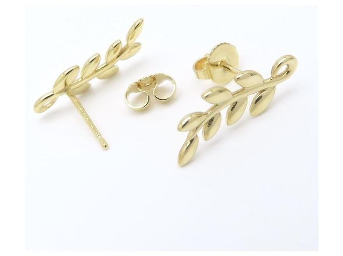 Autre Marque Pendientes trepadores Tiffany Olive Leaf en oro amarillo de 18K - vista 4
