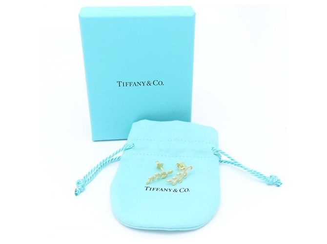 Autre Marque Pendientes trepadores Tiffany Olive Leaf en oro amarillo de 18K - vista 6