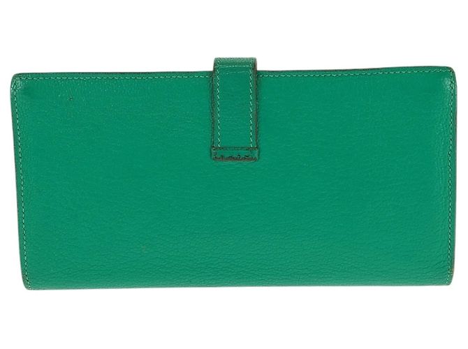 Hermès Cartera larga Hermes Bearn Soufflé Mint Green Verde - vista 2