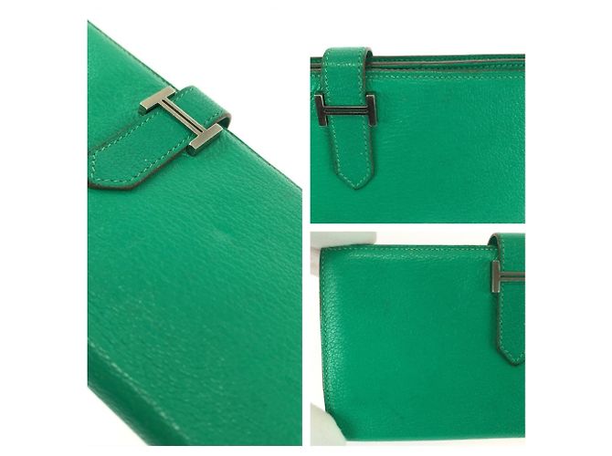 Hermès Cartera larga Hermes Bearn Soufflé Mint Green Verde - vista 6