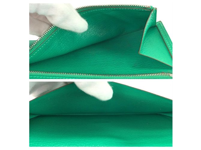 Hermès Cartera larga Hermes Bearn Soufflé Mint Green Verde - vista 8