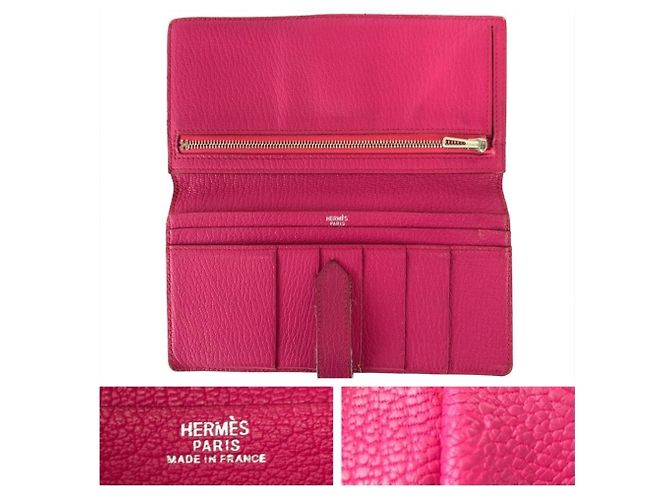 Hermès Hermes Bearn Classic lange Geldbörse in Rose Tyrien Pink - Ansicht 5