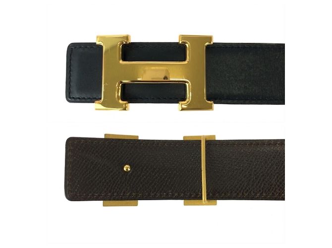 Hermès Cinturón reversible HERMES Constance con hebilla H Castaño Negro - vista 4