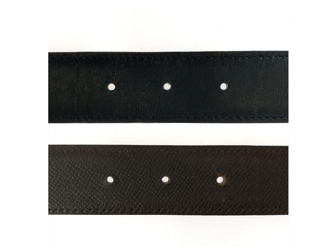 Hermès Cinturón reversible HERMES Constance con hebilla H Castaño Negro - vista 5
