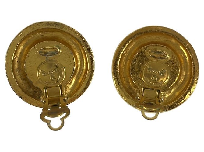 CHANEL Vintage Coco Mark vergoldete Kunstperlen-Ohrringe Golden - Ansicht 3