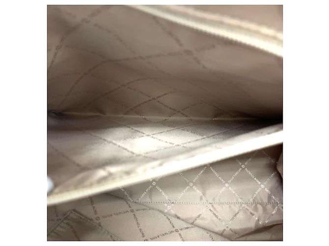 Borsa Tote Michael Kors MK Signature Mirella Marrone Bianco - vista 9