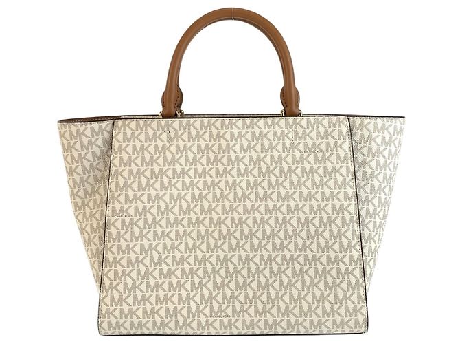 Bolso de hombro Michael Kors Medium Ivory Gray Castaño Crudo - vista 2