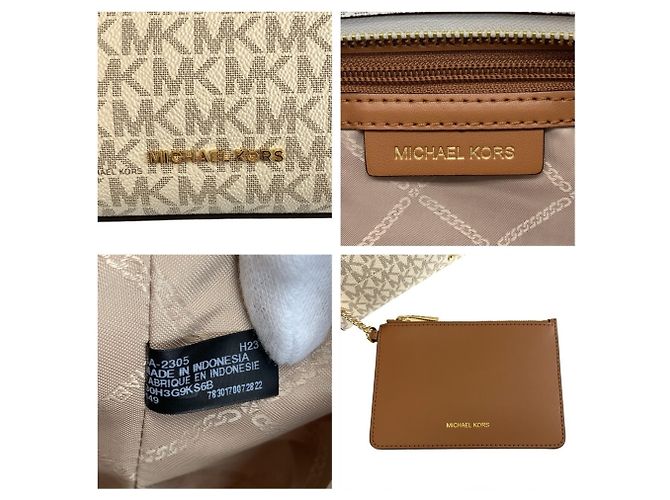 Bolso de hombro Michael Kors Medium Ivory Gray Castaño Crudo - vista 3