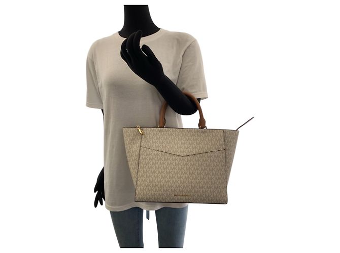 Bolso de hombro Michael Kors Medium Ivory Gray Castaño Crudo - vista 5