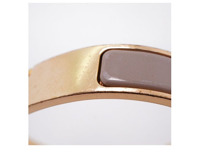 Bracelete Hermès Clic H GP Plated Gold Greige Dourado Cinza - vista 10