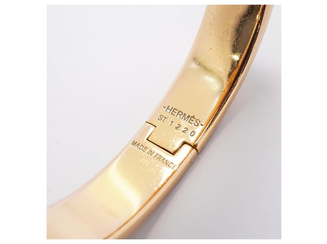 Bracelete Hermès Clic H GP Plated Gold Greige Dourado Cinza - vista 5