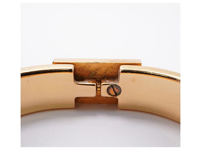 Bracelete Hermès Clic H GP Plated Gold Greige Dourado Cinza - vista 9