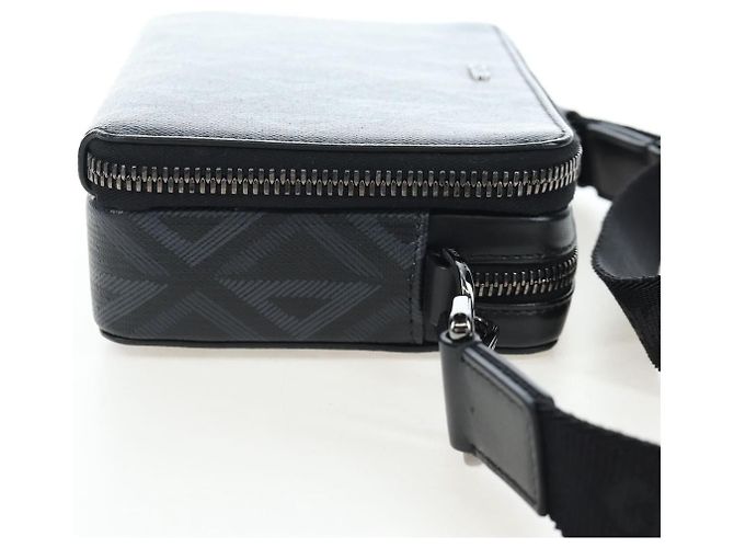 Christian Dior Double Zip CD Diamond Coated Canvas Preto - vista 4