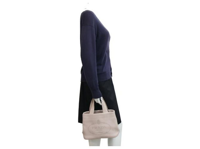 Tote Borsa a mano Prada in pelle rosa beige - vista 8