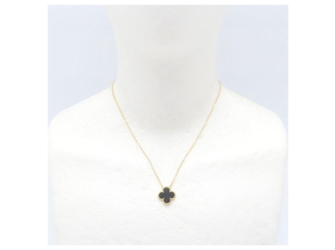 Collana Van Cleef & Arpels Vintage Alhambra in Onice e Oro Giallo 18K - vista 10