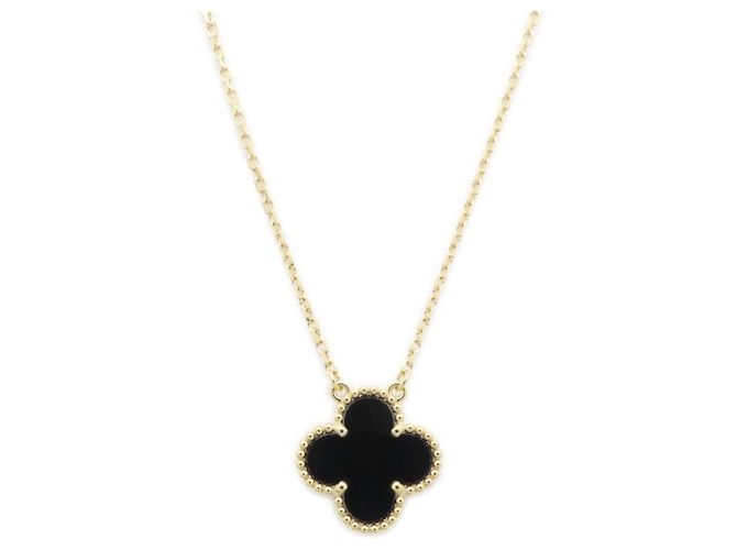 Collana Van Cleef & Arpels Vintage Alhambra in Onice e Oro Giallo 18K - vista 2