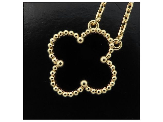 Collana Van Cleef & Arpels Vintage Alhambra in Onice e Oro Giallo 18K - vista 3
