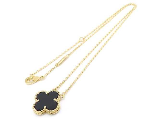 Collana Van Cleef & Arpels Vintage Alhambra in Onice e Oro Giallo 18K - vista 4
