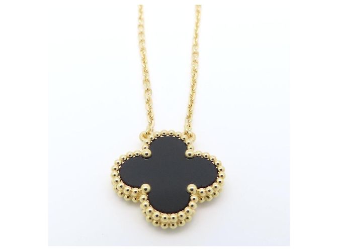 Collana Van Cleef & Arpels Vintage Alhambra in Onice e Oro Giallo 18K - vista 5