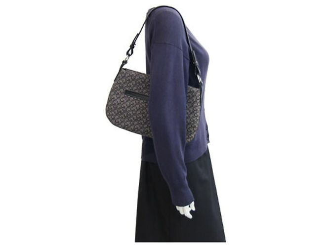 Loewe Canvas Leather Handbag Brown Black - view 10