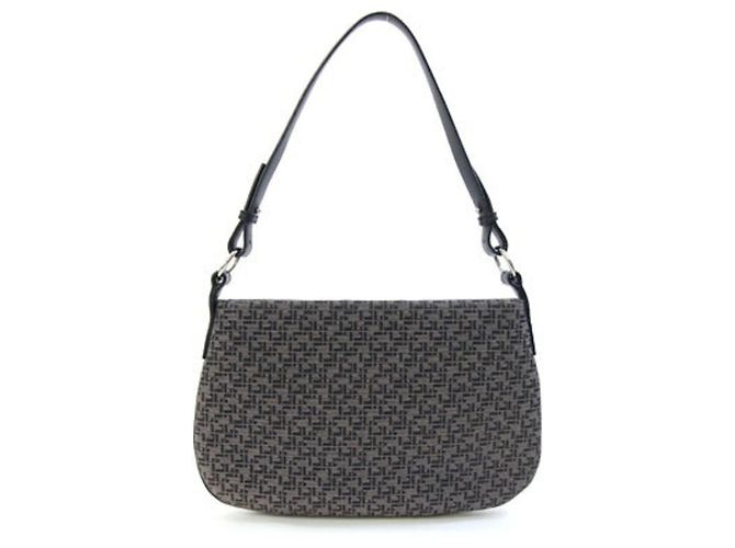 Loewe Canvas Leather Handbag Brown Black - view 2