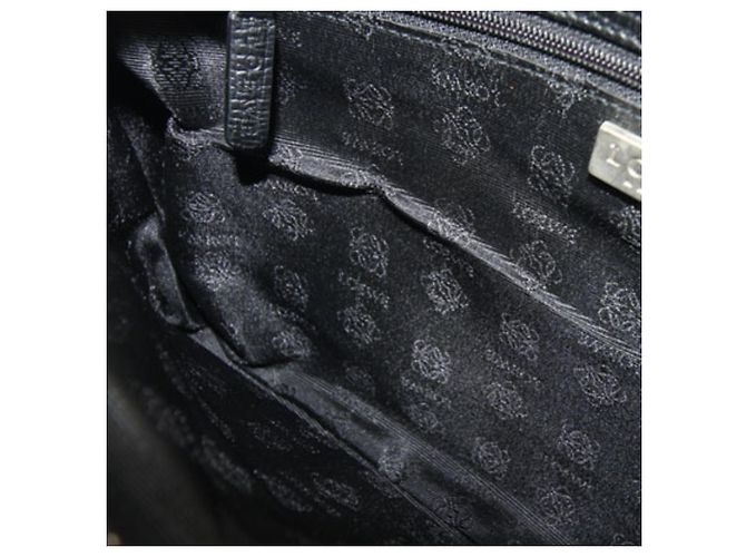 Loewe Canvas Leather Handbag Brown Black - view 9
