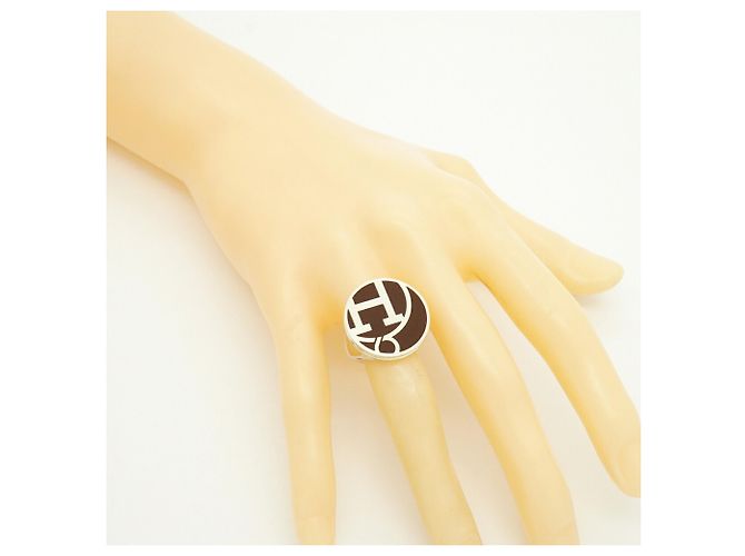 Ring Hermès Anel de Sinete Circle Hermes Marrom - vista 7