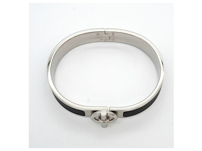 Hermès Hermes Glenan Armreif aus Metall Schwarz Silber - Ansicht 3