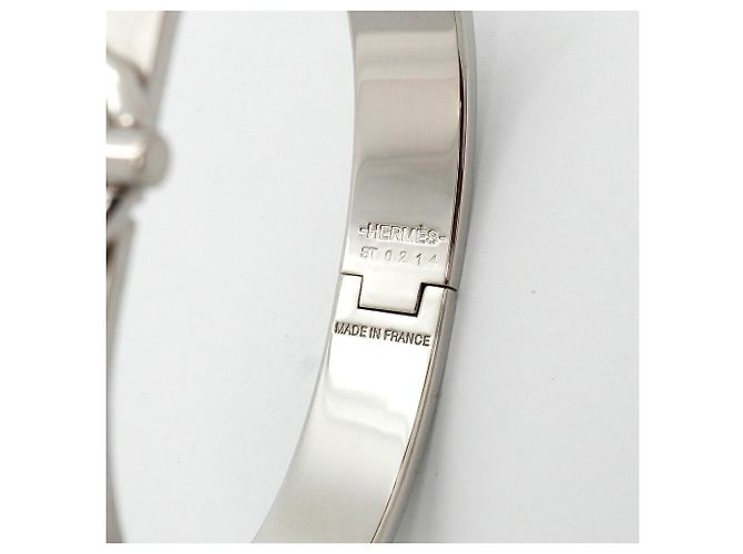 Hermès Hermes Glenan Armreif aus Metall Schwarz Silber - Ansicht 5