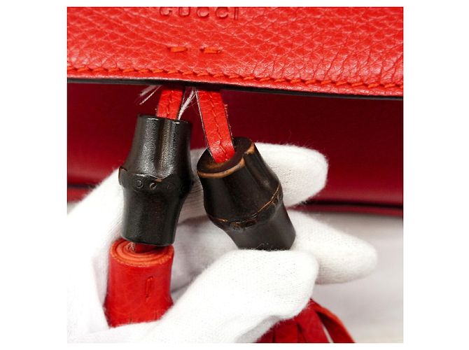 Bolso de hombro Gucci Bamboo Roja - vista 9